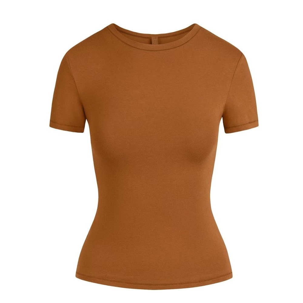 Skims Cotton Jersey T-Shirt AP-TSH-0638 Chai Brown Large